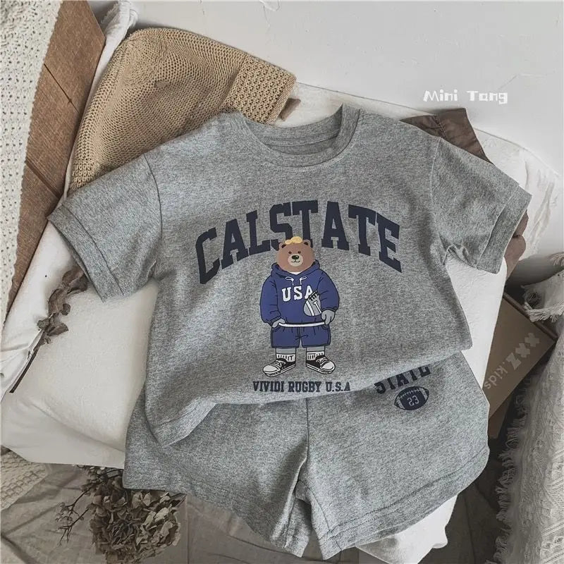 くまさんプリント♪半袖セットアップ🧸