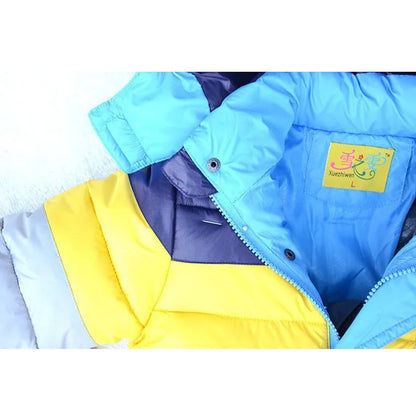 カラフルストライプ中綿ジャケット☃️フード付き暖かアウター