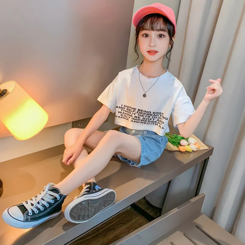 クールガール♪ロゴT&デニムセット