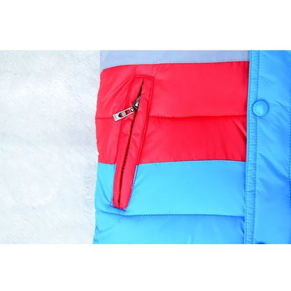 カラフルストライプ中綿ジャケット☃️フード付き暖かアウター