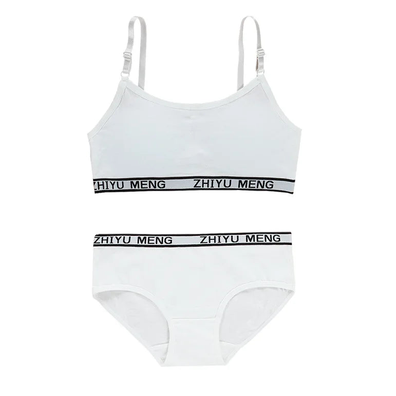 【上下セット】ティーン綿混スポーツブラ&ショーツセット