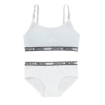 【上下セット】ティーン綿混スポーツブラ&ショーツセット