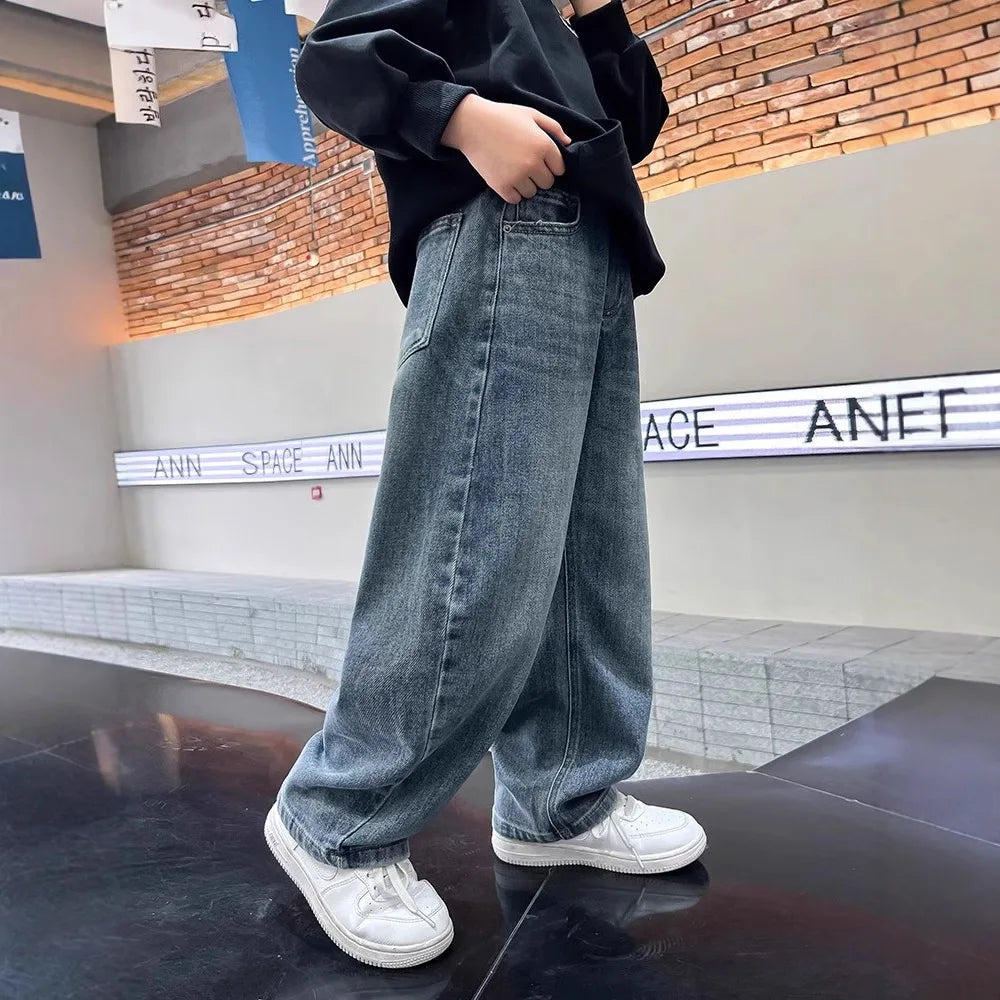 ストリート系 ワイドデニム