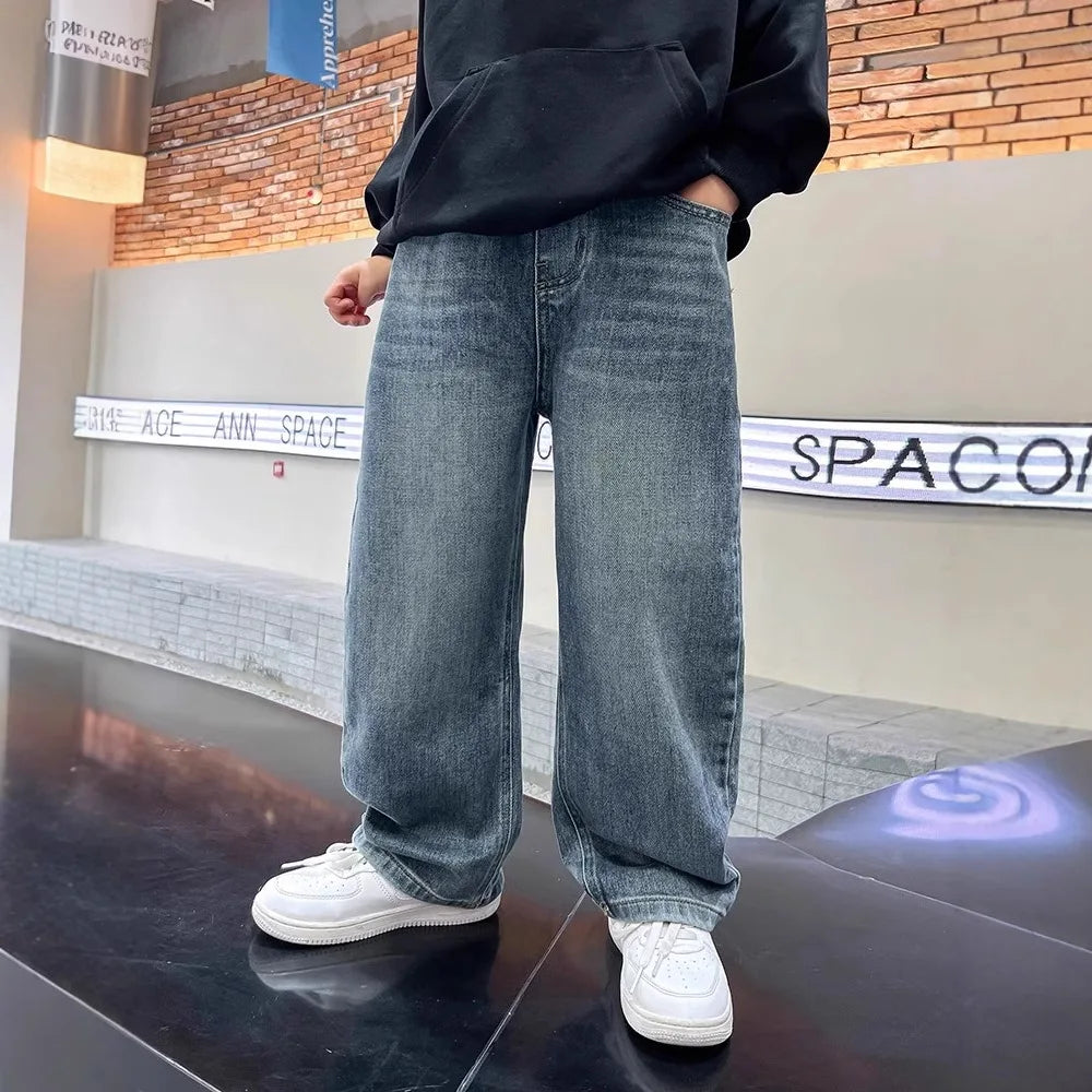 ストリート系 ワイドデニム