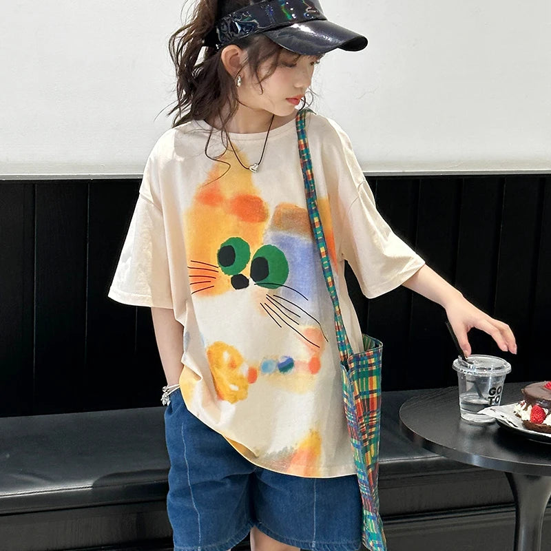 ビッグアイズねこちゃん🐱ゆるTシャツ