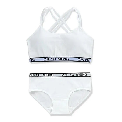 【上下セット】ティーン綿混スポーツブラ&ショーツセット