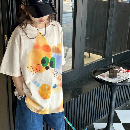 ビッグアイズねこちゃん🐱ゆるTシャツ
