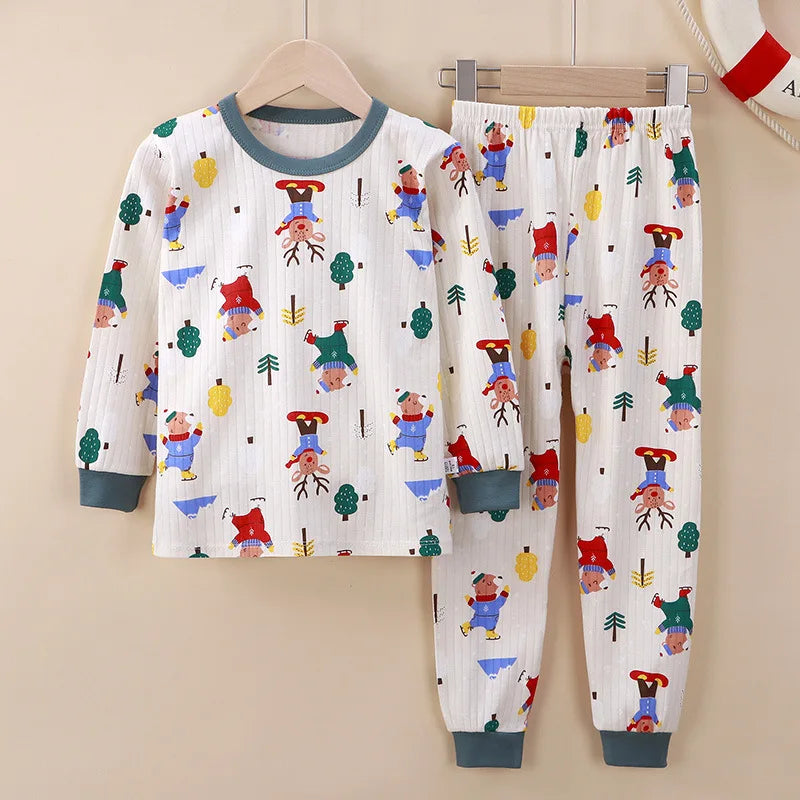 【上下セット】綿100%あったか長袖パジャマセット