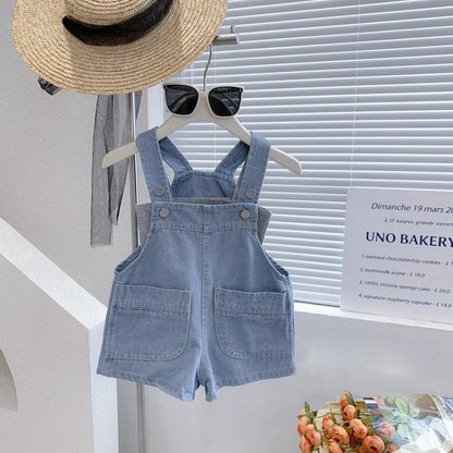 キッズ デニムサロペット ショートパンツ