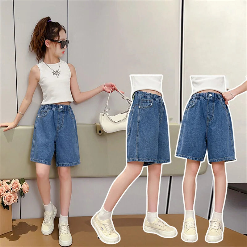 楽ちん♪ハーフデニム 膝丈パンツ👖✨