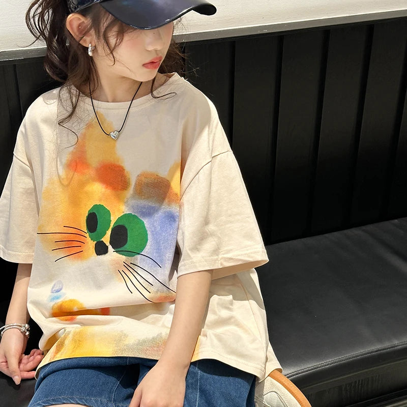 ビッグアイズねこちゃん🐱ゆるTシャツ