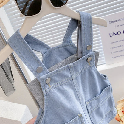 キッズ デニムサロペット ショートパンツ