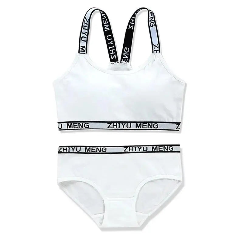 【上下セット】ティーン綿混スポーツブラ&ショーツセット