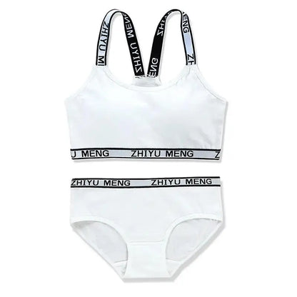 【上下セット】ティーン綿混スポーツブラ&ショーツセット