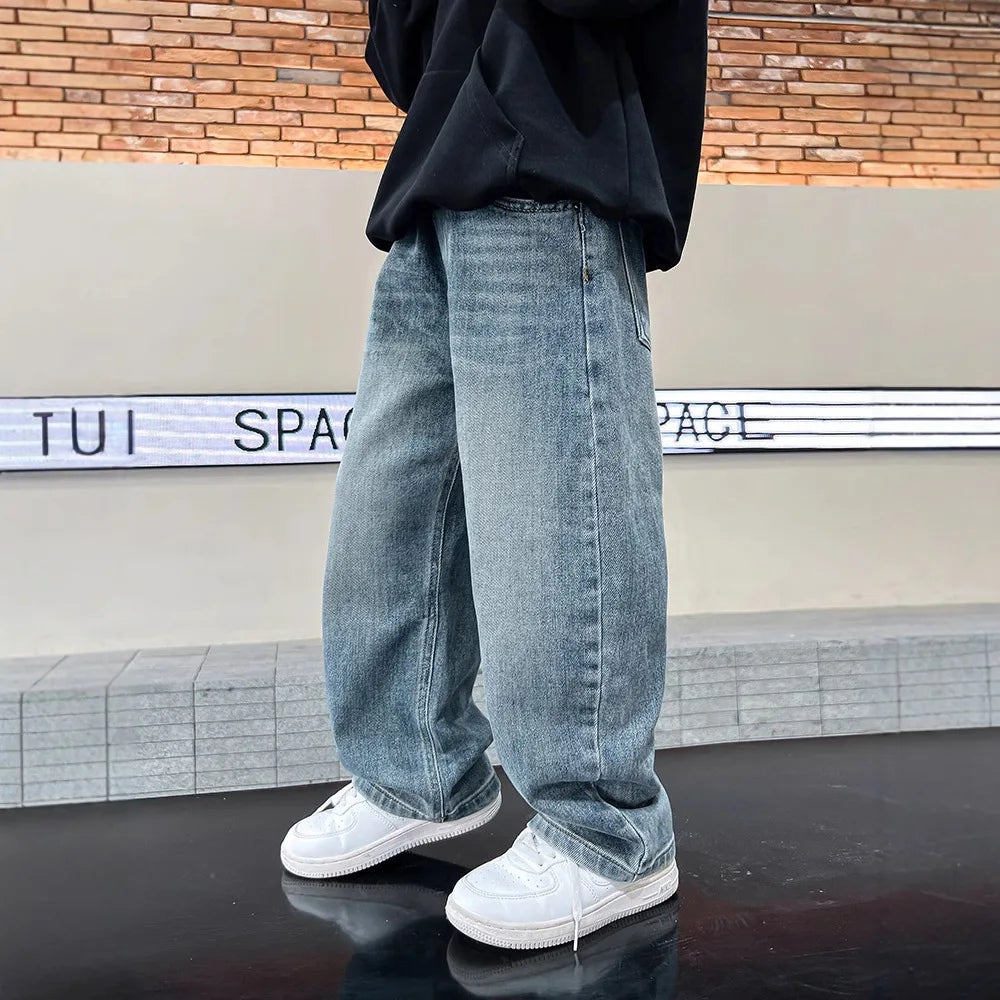 ストリート系 ワイドデニム