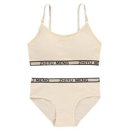 【上下セット】ティーン綿混スポーツブラ&ショーツセット