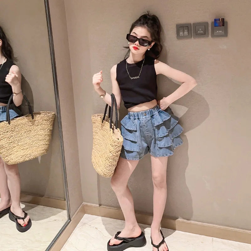 フリルデニムセットアップ🎀夏のお出かけコーデ