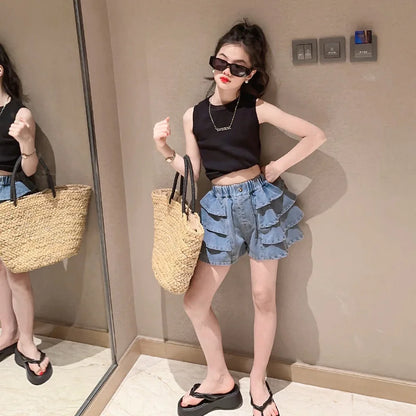 フリルデニムセットアップ🎀夏のお出かけコーデ