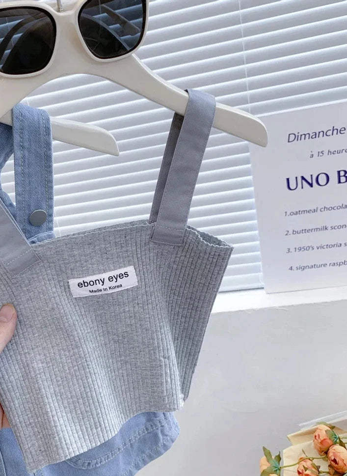 キッズ デニムサロペット ショートパンツ