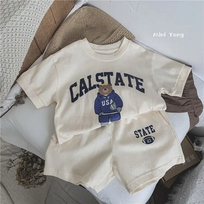 くまさんプリント♪半袖セットアップ🧸