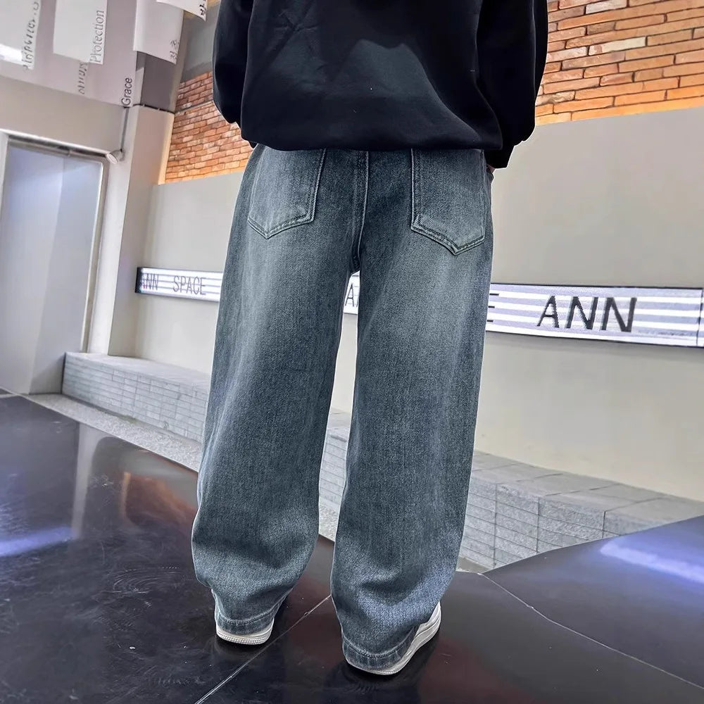 ストリート系 ワイドデニム