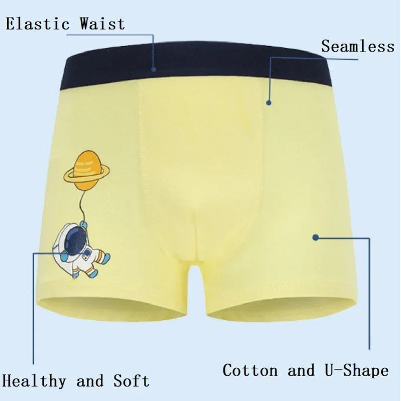 【ランダム4枚セット】綿100%キッズボクサーパンツ4枚セット